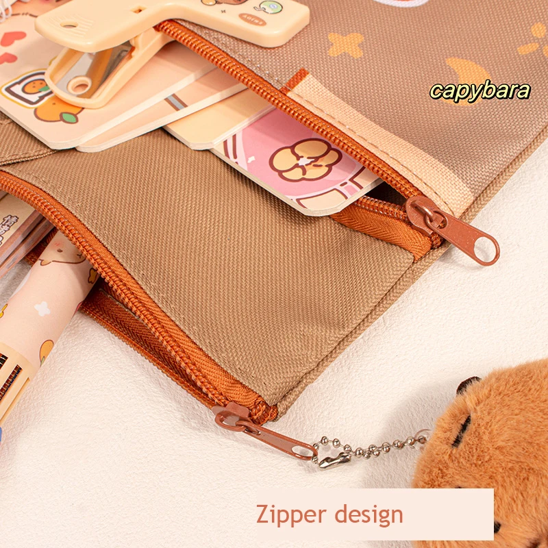 Capybara File Bag Handbag Zipper A4 Large Waterproof File Bag Organizer Folder Documents University Folders Offices Accessories