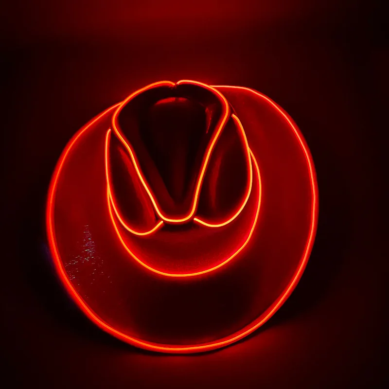 Fluorescent Party Props Western Cowboy Hat Glowing LED Pearlescent Cowboy Cowgirl Hat Lighting Up for Carnival Party
