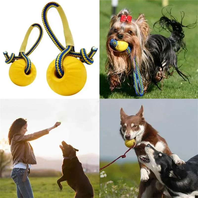 EVA Foam Floating Dog Toy Bite Resistant Circular Ring Pet Toy Outdoor Dog Training Rope Toy Ball