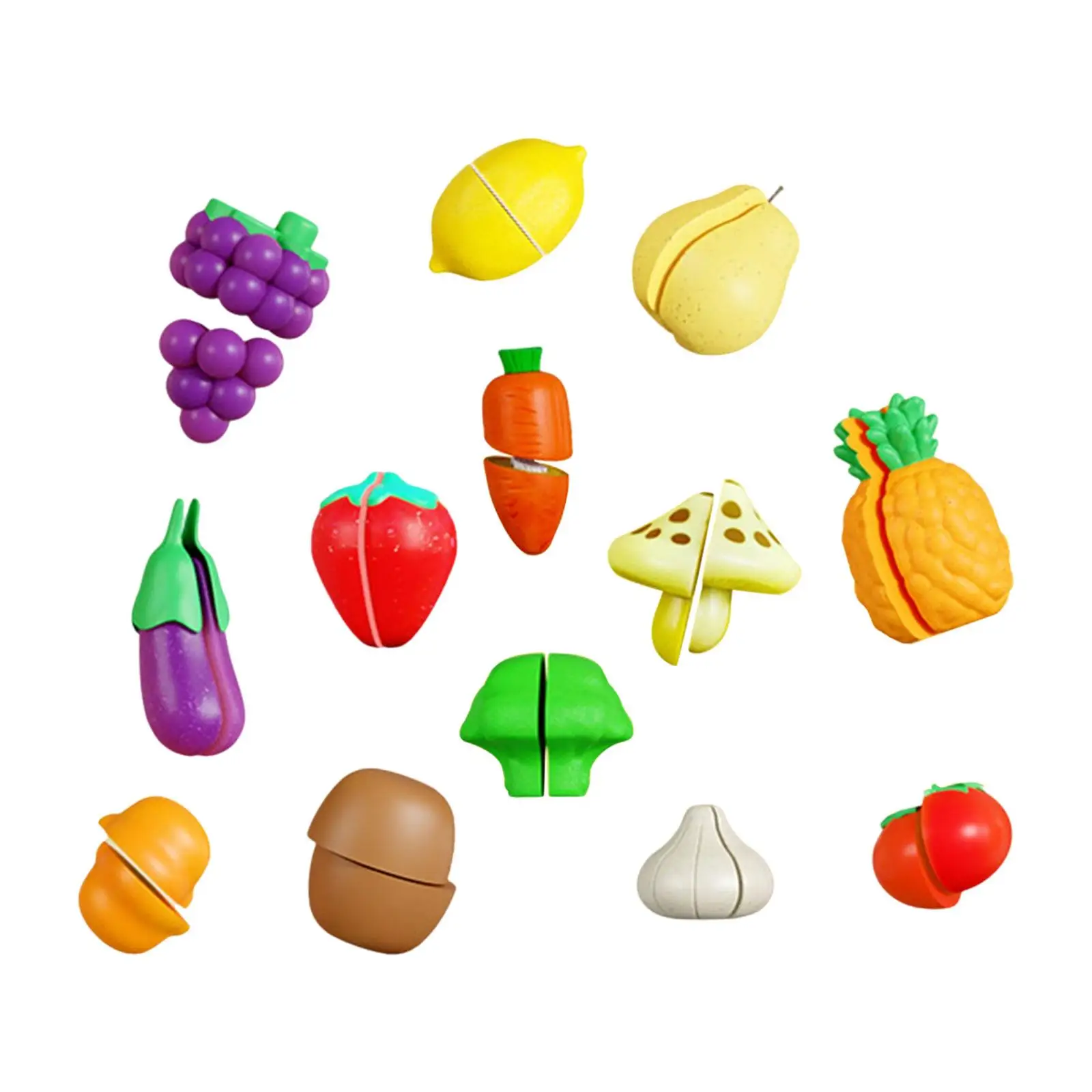 Cutting Play Food Toys Portable Pretend Play Fruit Vegetables Accessories Kitchen Accessories for Preschool Kids 18+ Months