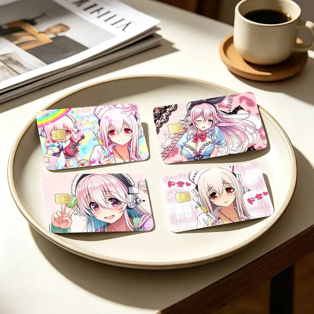 Headphone Rock Girl Super Sonico   4pcs 1Set Card Stickers Small Waterproof Chip 4PCS Card Sticker Anti-Scratch