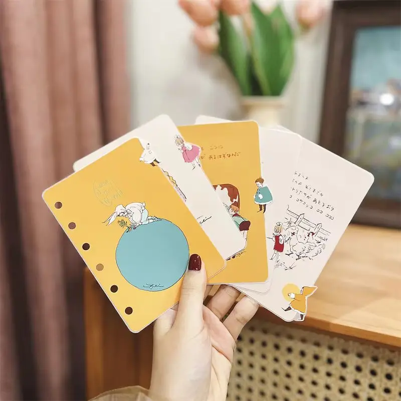 A5/A6/A7/M5 6-Holes Index Dividers Retro Yellow Notebook Loose-Leaf Manual Bookmark For Girls' Diary Supplies School Accessories