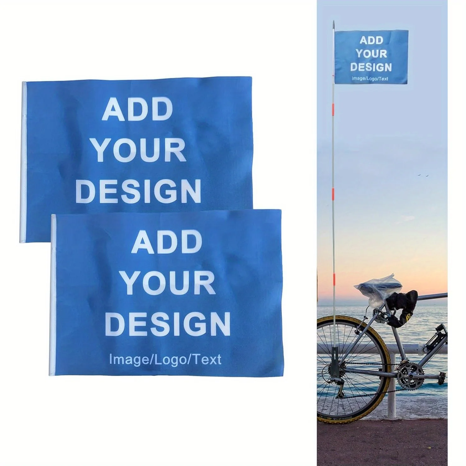 1pc Custom Bike Flag - Personalized Bicycle Decoration with Your Own Logo/Text, Double Stitched Edges, Vivid Colors