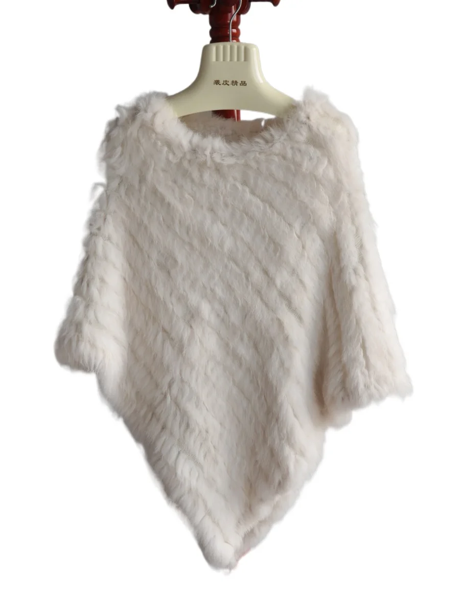 2025 autumn and winter foreign trade, fur shawl woven rabbit fur triangular pullover, cape shawl fur jacket, special offer