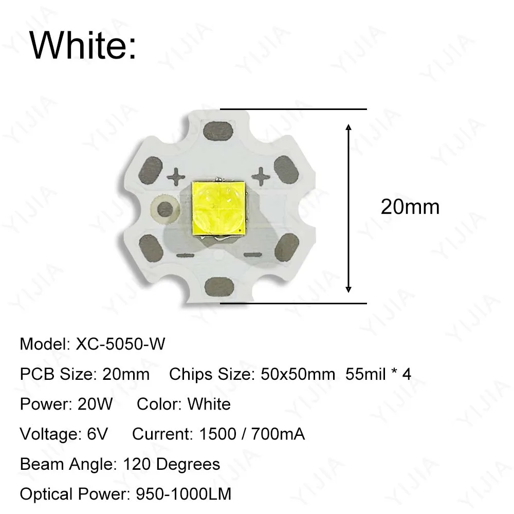 DC6V LED XHP Chips 20W Warm Natural White Golden SMD 5050 With 20mm PCB Light Beads Plate For Car Lights Flashlight Miner\'s Lamp