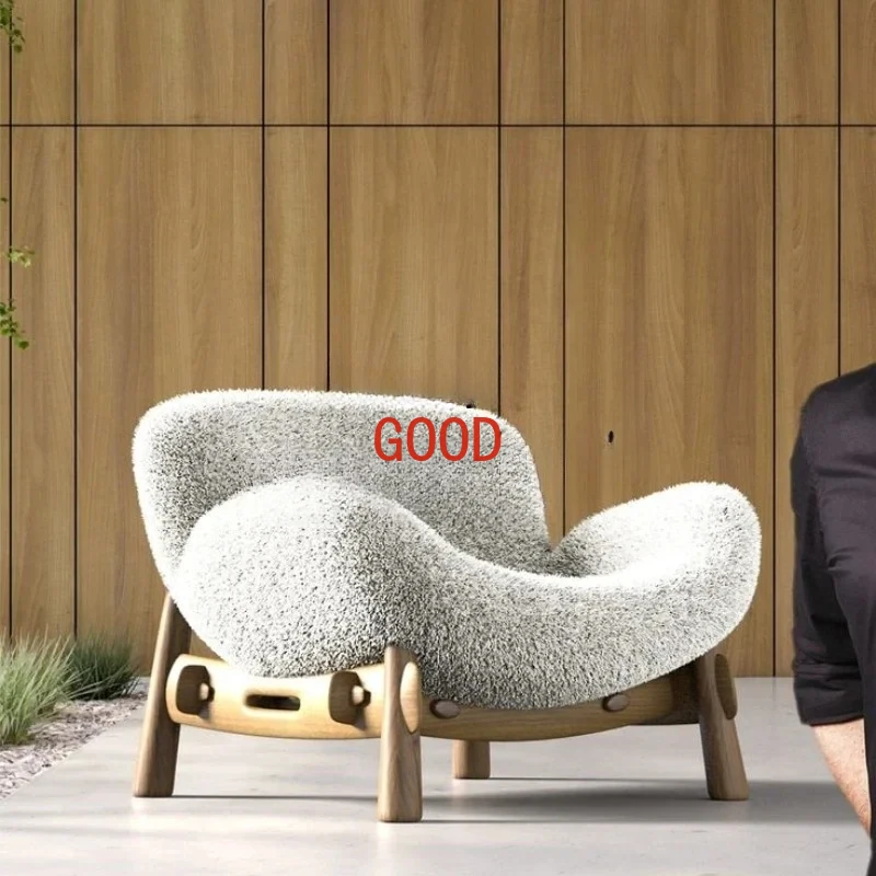 

Modern medieval solid wood leisure chair light luxury single sofa lazy sofa