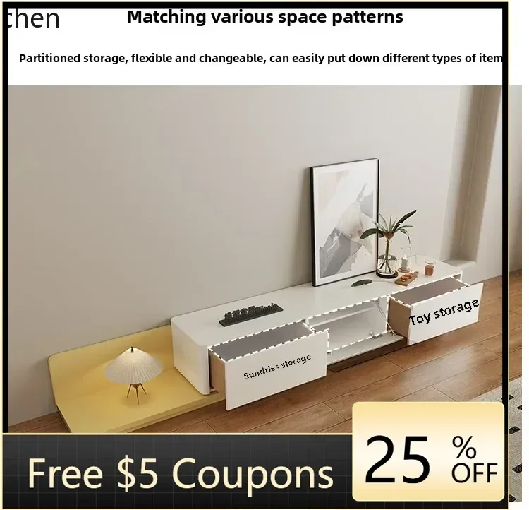 

A1 TV cinet coffee tle combination Italian telescopic living room household small apartment modern simple floor