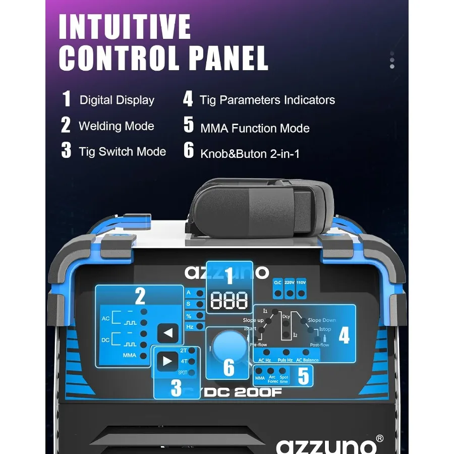 AC DC TIG Welder 200A with Pulse Function for Aluminum Welding Dual Voltage 110V 220V Portable Welding Machine Versatile ACDC T