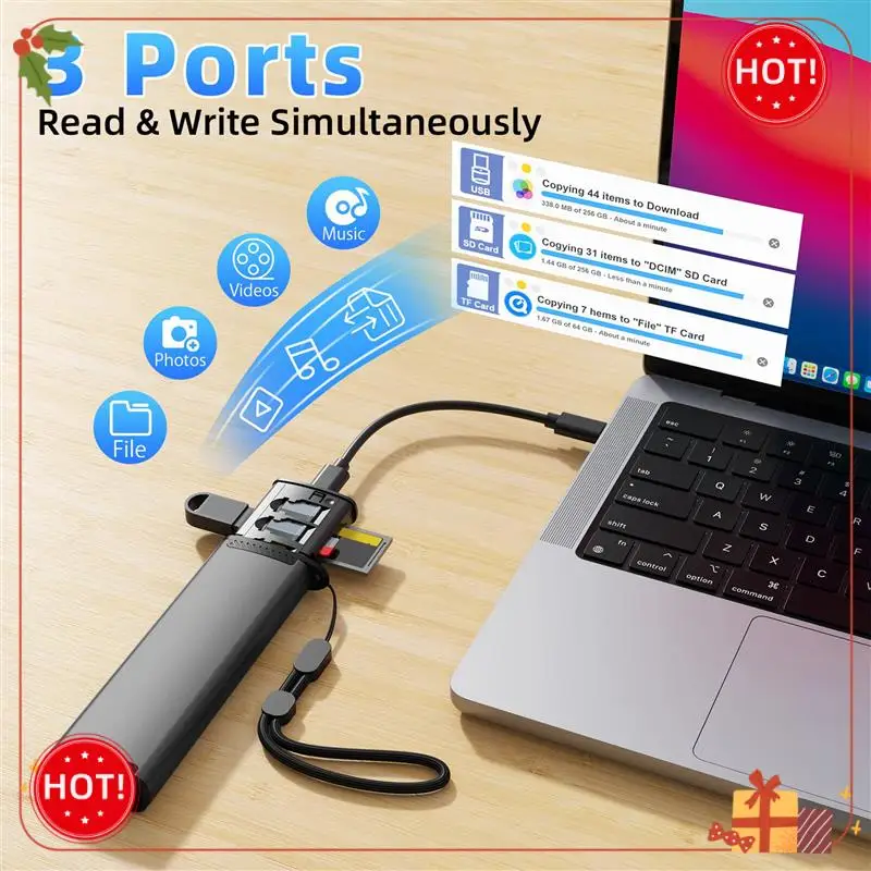 

Durable-13 In 1 USB Type C OTG Adapter Multi Function Data Wire Rod SIM KIT TF Card Memory Reader Storage Case Holder