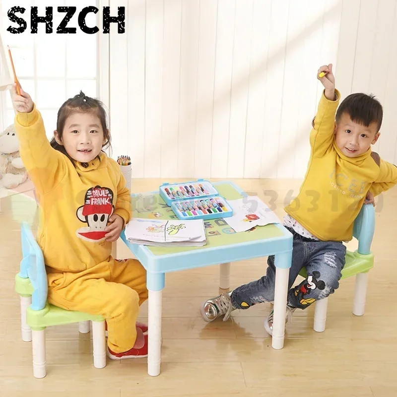 Plastic Table and Chair Set for Kids Studying Desk Home Learning Desk Writing Homework Combination