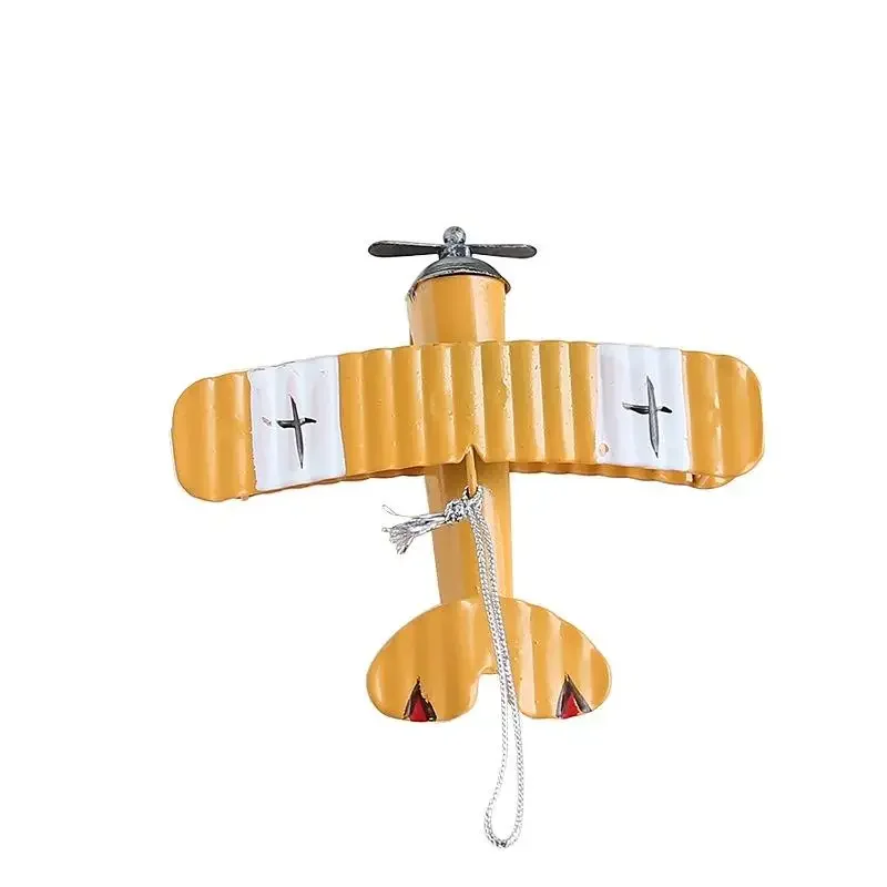 Iron Retro Airplane Figurines Metal Plane Model Vintage Glider Biplane Miniatures Home Decor Children's Toys