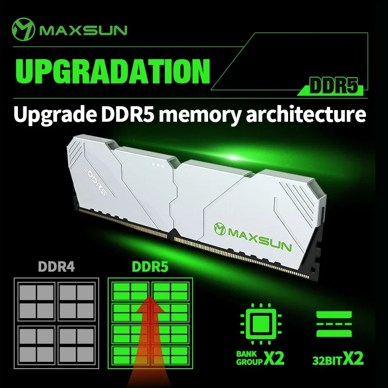MAXSUN Heatsink Memoria RAM DDR5 6000mhz 16GB/32GB Desktop Memoria DDR5 RAM Dual Channel Computador Desktop PC