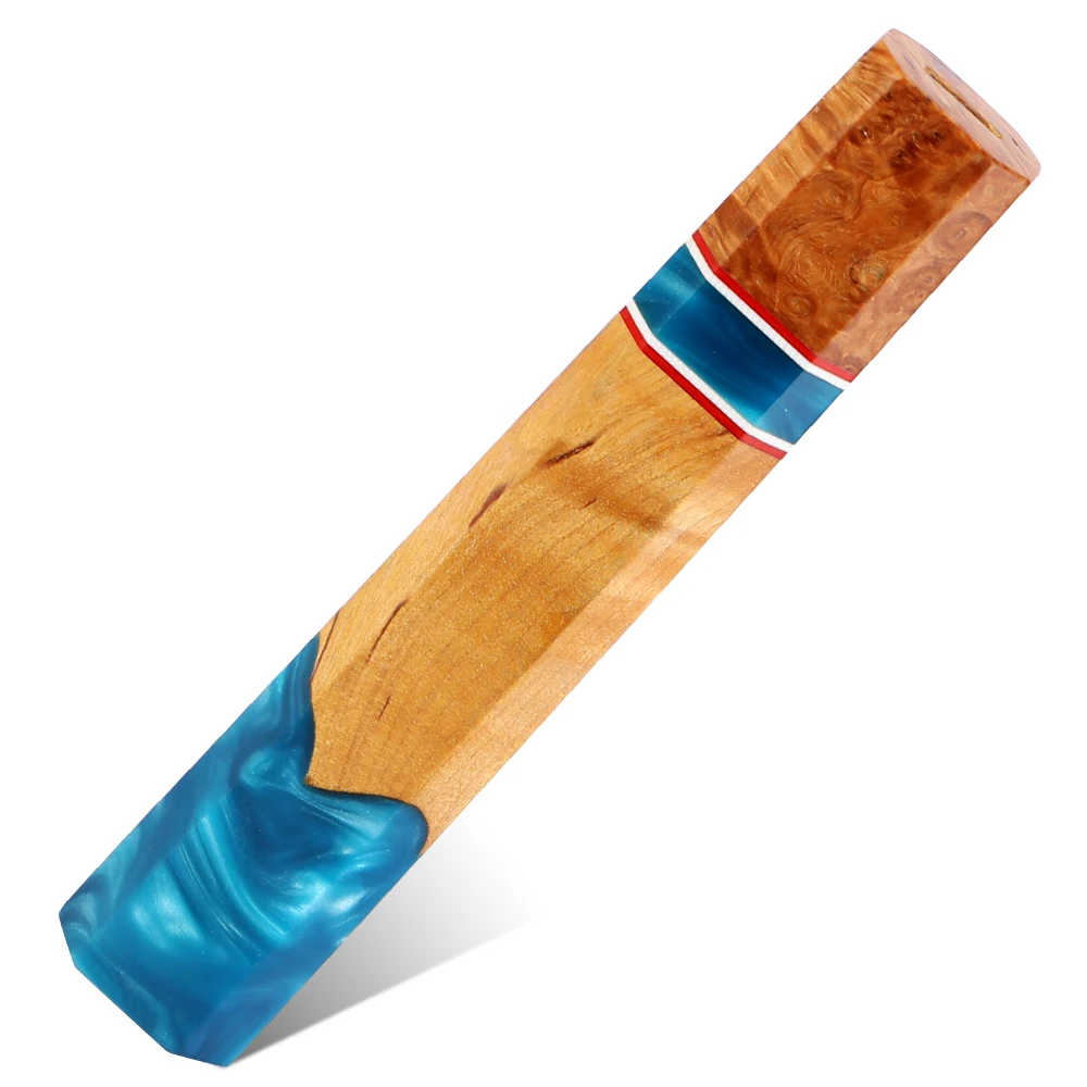 Blue Resin & Stabilized Wood Handle Japanese Octagonal Knife Handle Factory Customized DIY Knife Making Accessory For Chef Knife