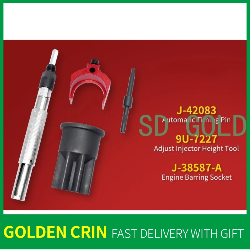 

3PCS J-42083 Automatic Timing Pin + 9U-7227 Injector Height Adjustment Tool + J-38587-A Engine Barring Socket for CAT 3406E