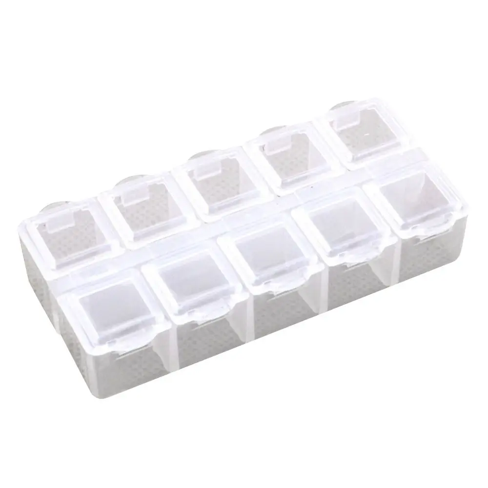 

10 Grid Jewelry Storage Box Double Row Transparent Earrings Necklace Organizer Portable Detachable Medicine Storage Case