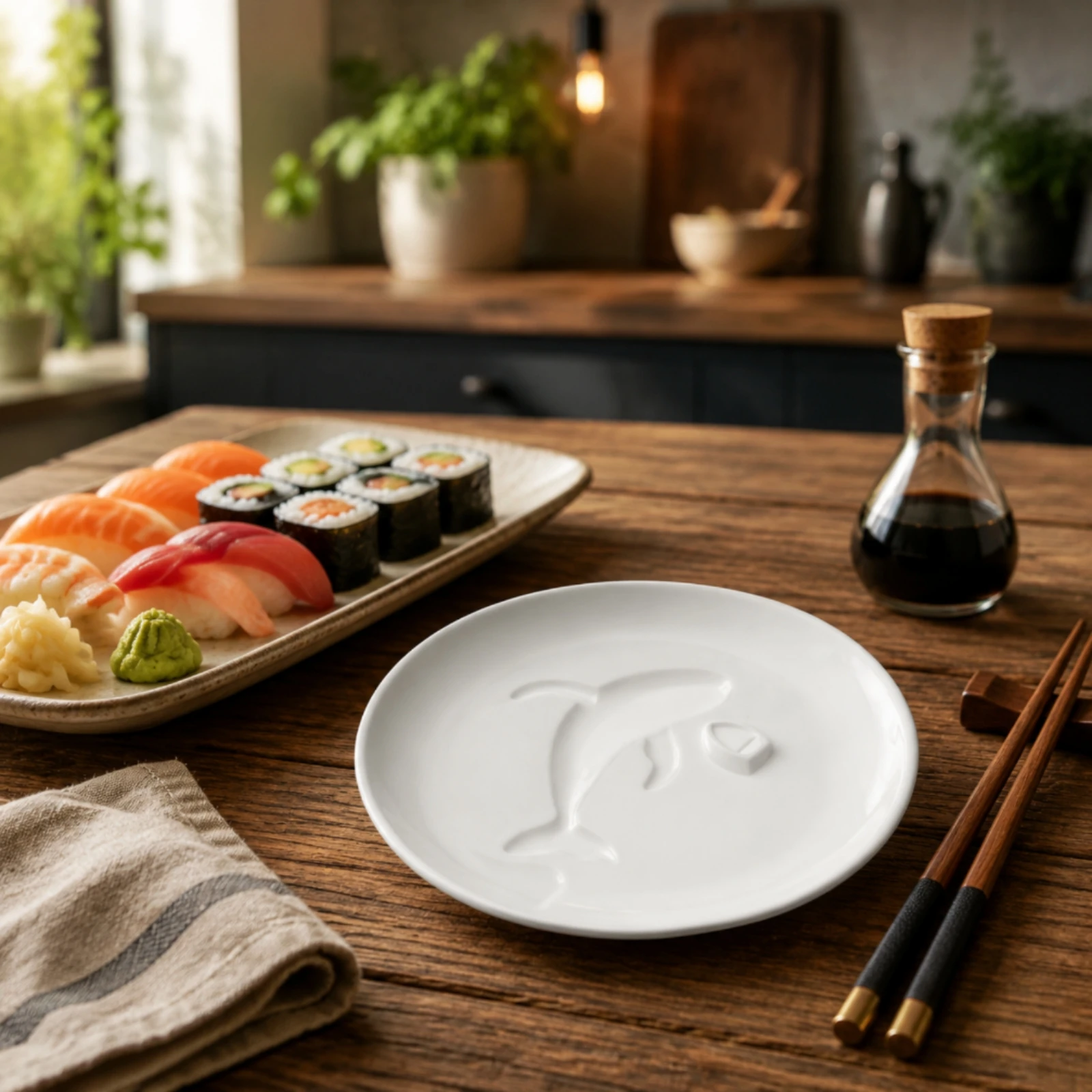 Soy Sauce Dish with Embossed Whale Decorative Whale Dipping Dish Dishwasher Safe Minimalist for Sushi Lovers, Dinner Parties view 6