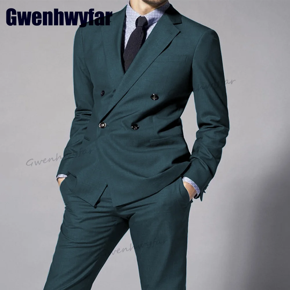 

Gwenhwyfar High Quality Double Breasted Bussiness Casual Tuxedos for Men Wedding Suit Notch Lapel Blazer Sets Full Men's Suit