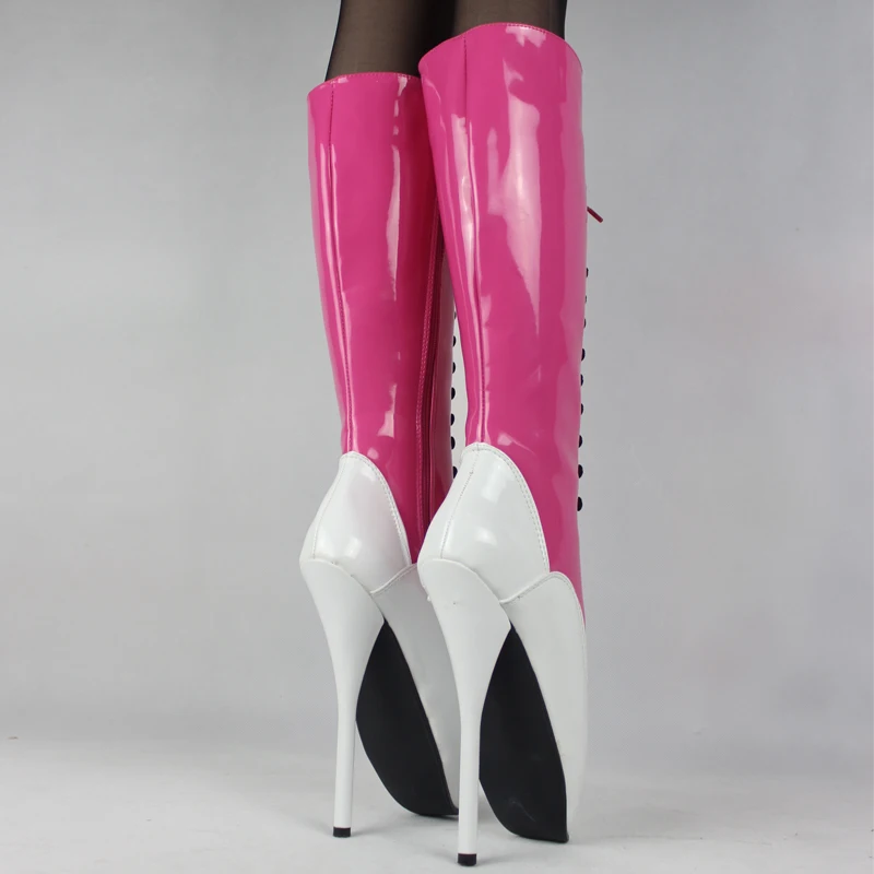Extreme 18CM Heels Fetish Goth Ballet Knee High Boots Size36-46