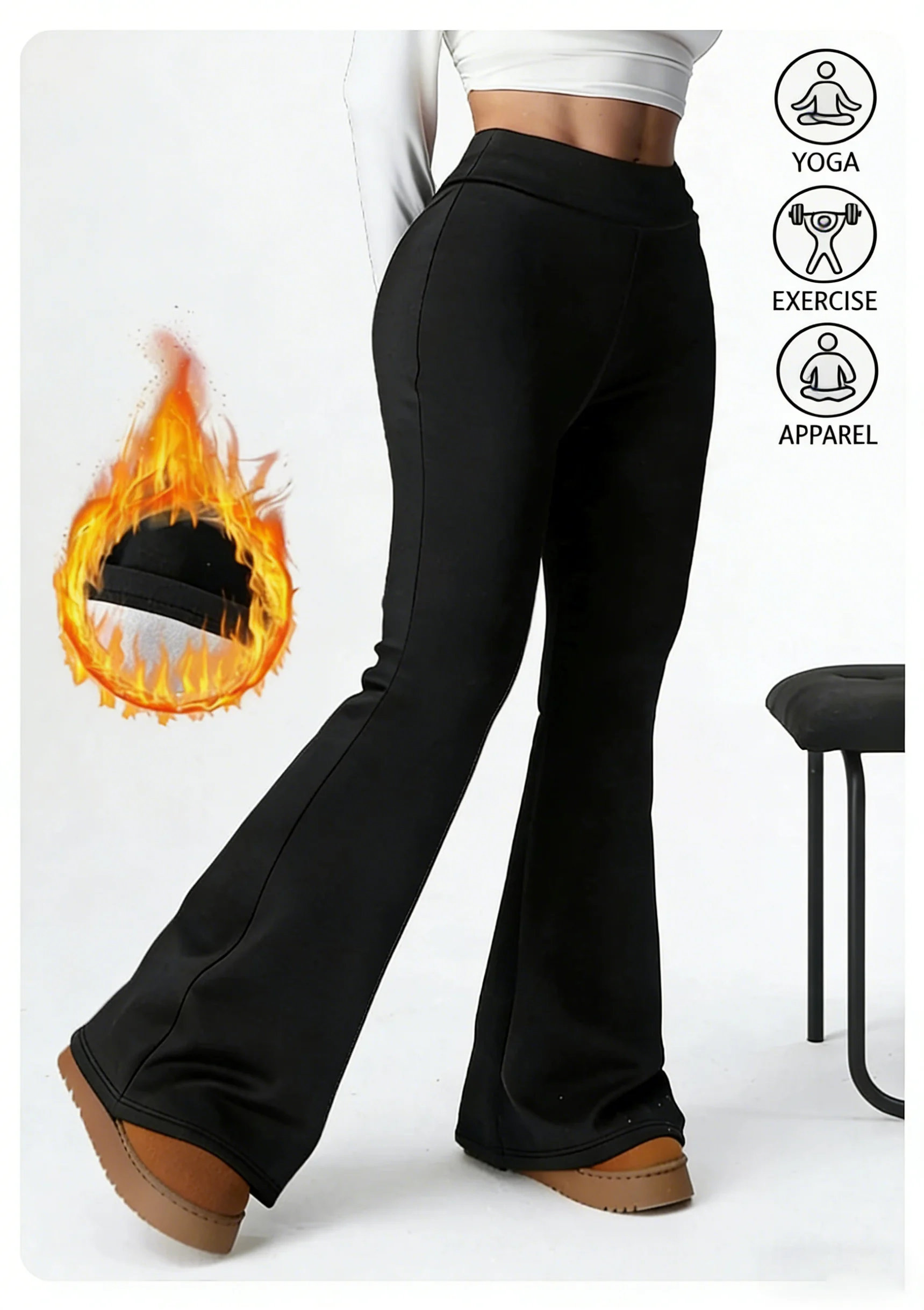 

Женские леггинсы для йоги с высокой талией и расклешенным низом, мягкие, эластичные, с эффектом подтяжки ягодиц, универсальные для занятий спортом на открытом воздухе, теплые, облегающие.