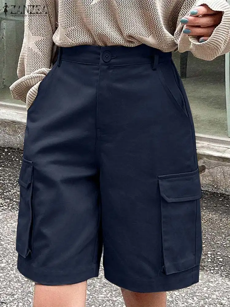 

ZANZEA Women Cargo Shorts Casual Loose Pockets Wide Leg Shorts Streetwear Hip Hop Camouflage Shorts 2024 Summer Baggy Trousers
