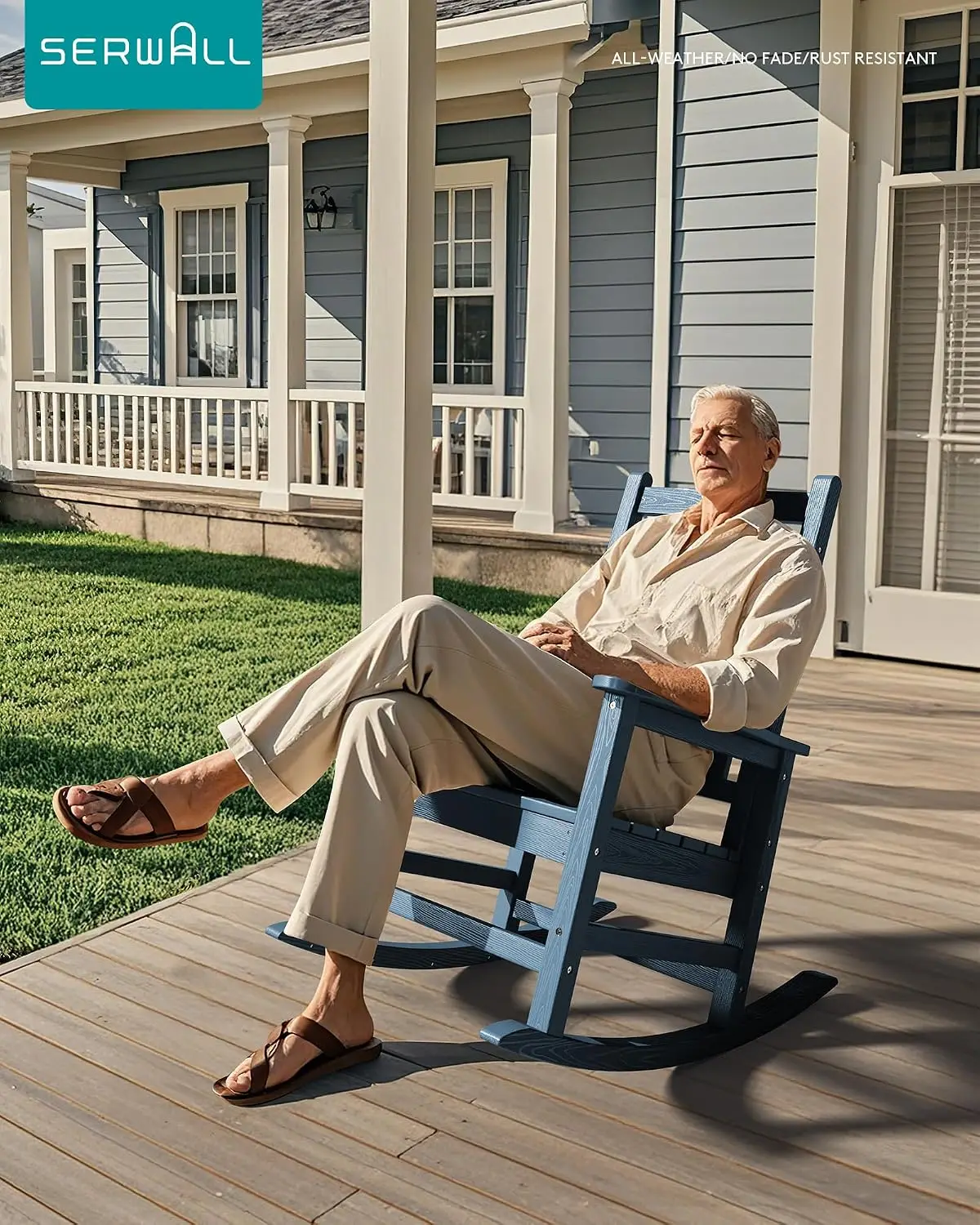 HDPE Outdoor Rocking Chair Set of 2, 21.1