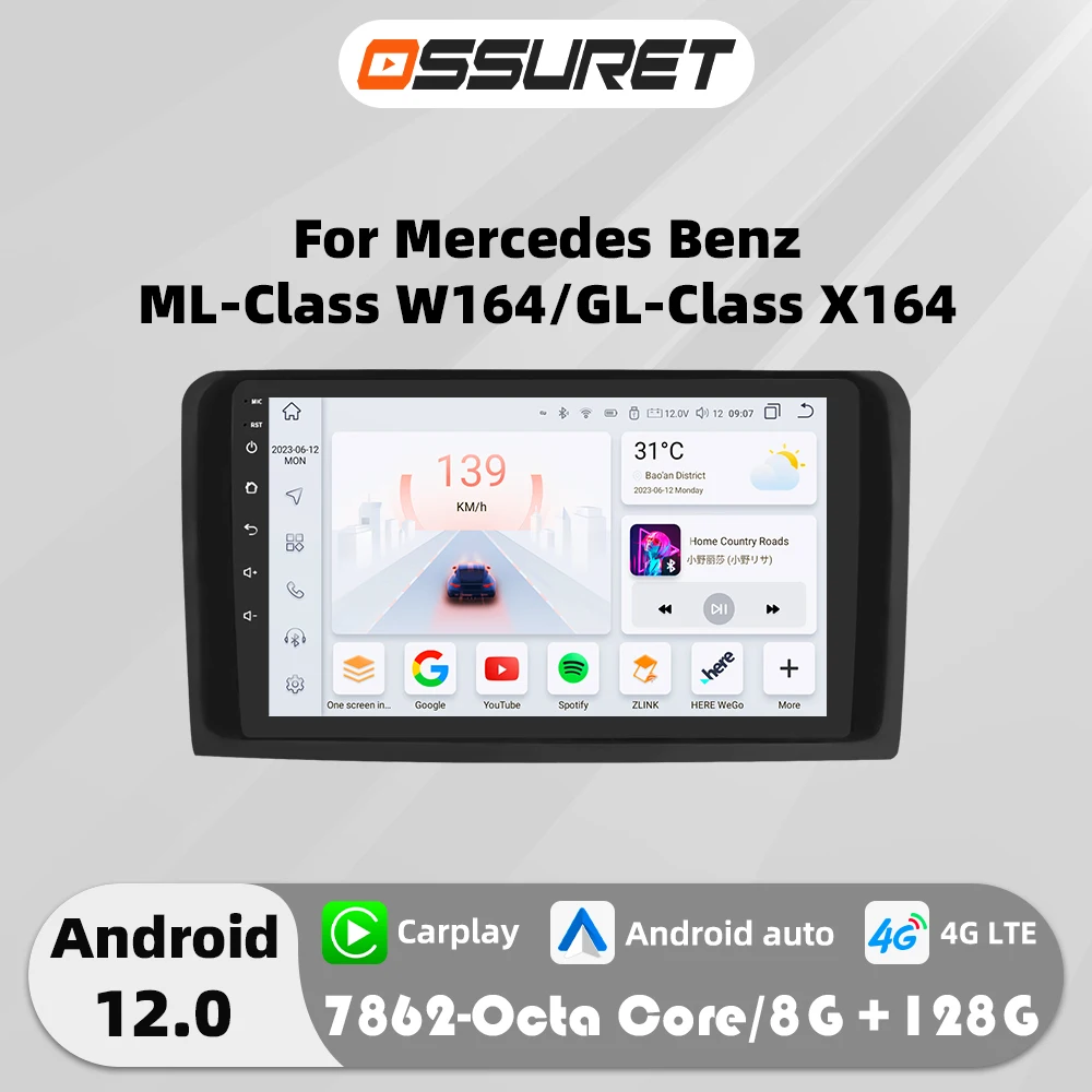 Android Car radio Multimedia Player For Mercedes Benz ML GL W164 ML350 ML500 GL320 X164 ML320 GL350 4G Carplay 2Din Head Unit FM