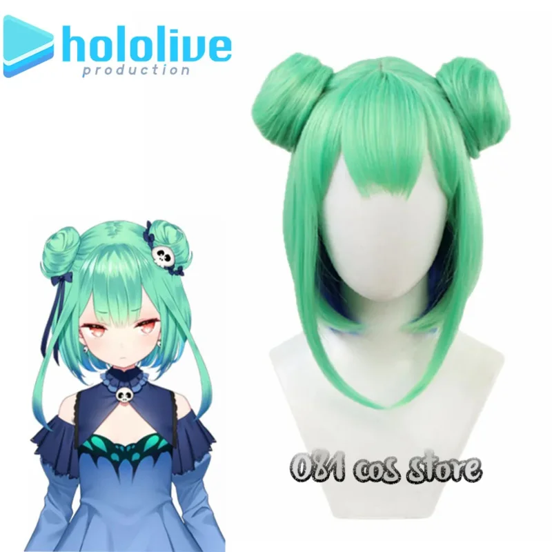 VTuber Uruha Rushia Wig Buns Hololive Fantasy Necromancer Cosplay Short Straight Hair Buns Synthetic Hair