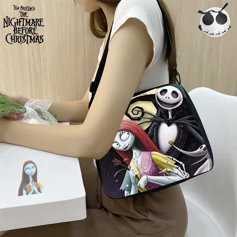 Disney The Nightmare Before Christmas Crossbody Bag for Women Jack Skellington Cartoon Pattern Underarm Bag Girls Shoulder Bags