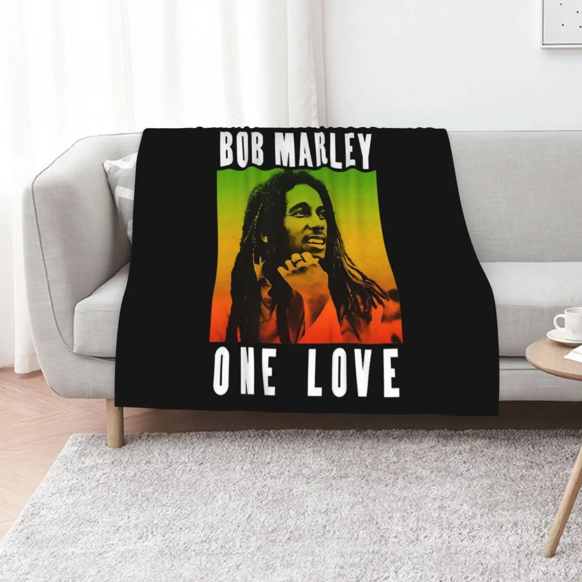 Bob Marley One Love Gradient Throw Blanket Comforter Custom Furry Flannel Fabric manga Sofa Blankets