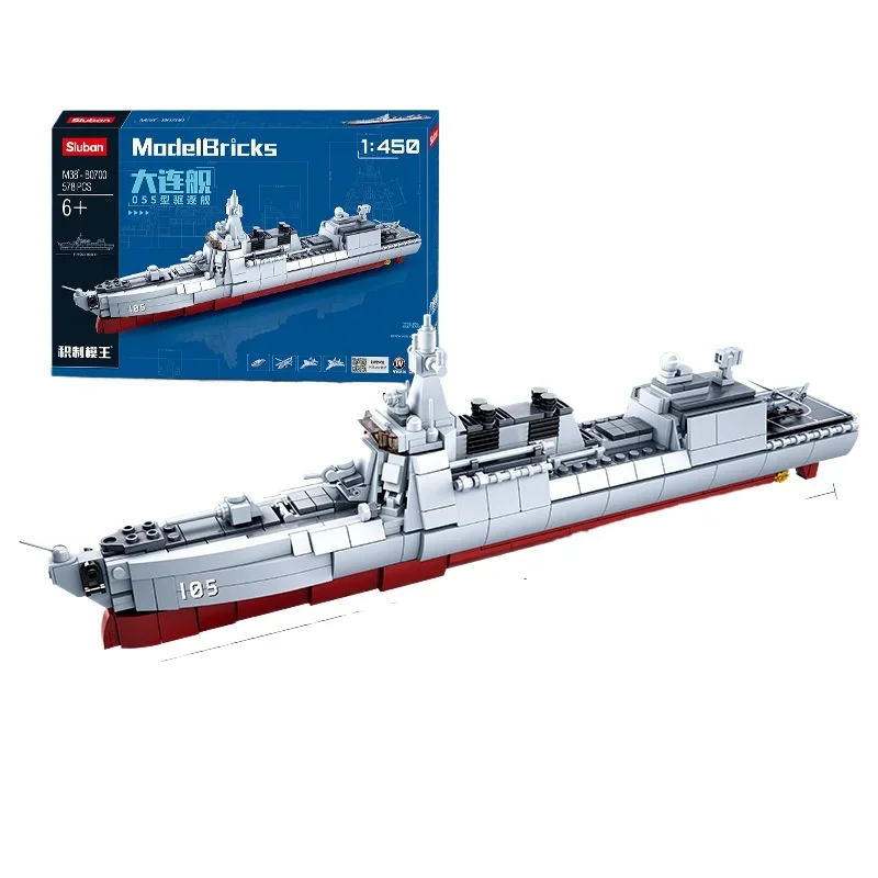 Sluban Building blocks cruiser destroyer Nuclear submarine attack ship frigate model