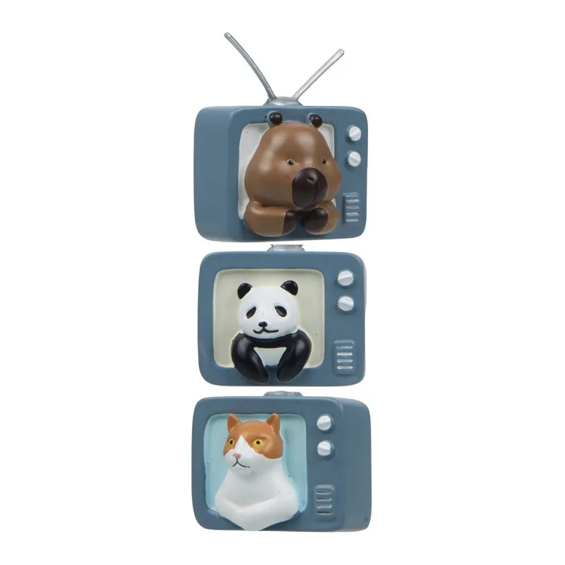 Animal TV Fridge Magnet - Capybara Panda Cat Cartoon Design Creative Magnetic Decor for Kitchen