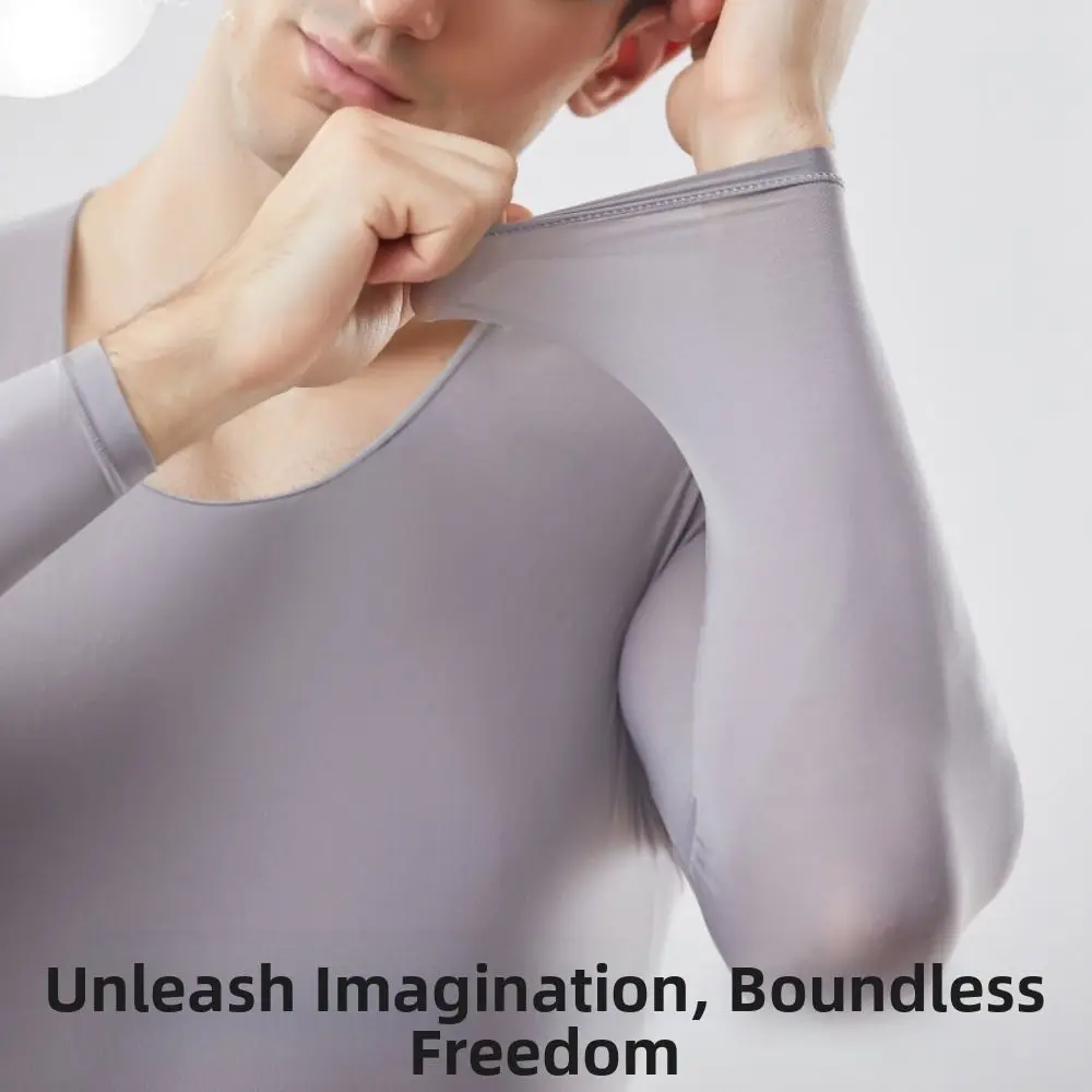 Tops and Pants Men Thermal Clothes Low Neck Feel Heating Thermal Underwear Ultra-thin Invisible Lingerie Warmth Long Pants
