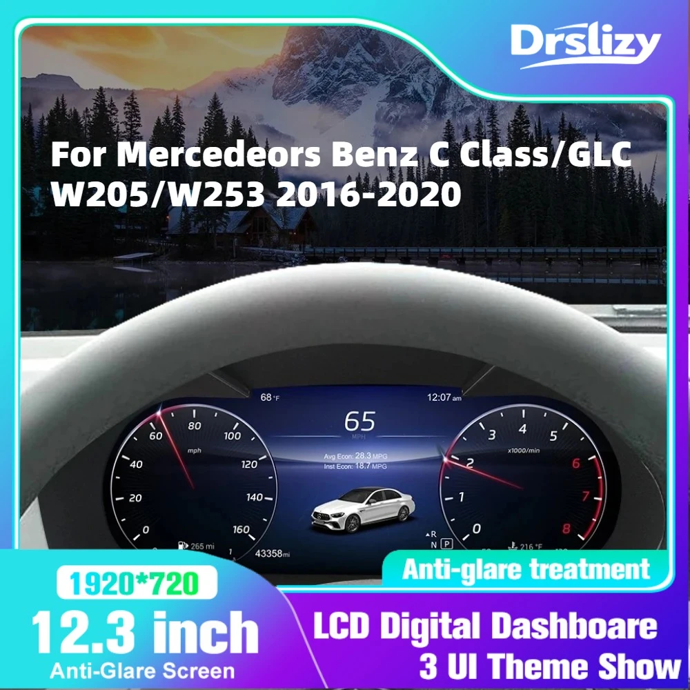

Upgrade 12.3 Inch LCD Digital Cluster Dashboard Compatible for Mercedes Benz C GLC Class W205 X253 2016-2019