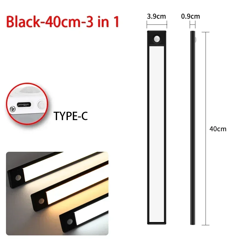 VENUSWING LED Unterschrank Lichter 10-50CM Motion Sensor Lampe USB Aufladbare Drahtlose Nachtlicht Küche Schlafzimmer Schrank Innen beleuchtung 9