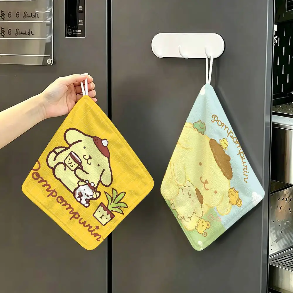 Cartoon P-Pompompurin Household Hanging Towel, Polyester Cotton Hand Wiping Towel, Sturdy for Bathroom Bedroom