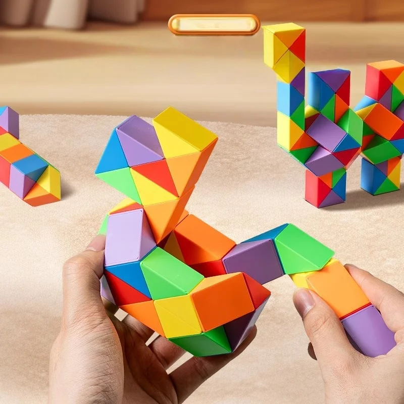 Dingsheng 24 y 36 48 60 72 segmentos regla mágica serpiente multicolor rompecabezas 3d fidget gam Fidge Cube Twist Transformable chico Puzzl