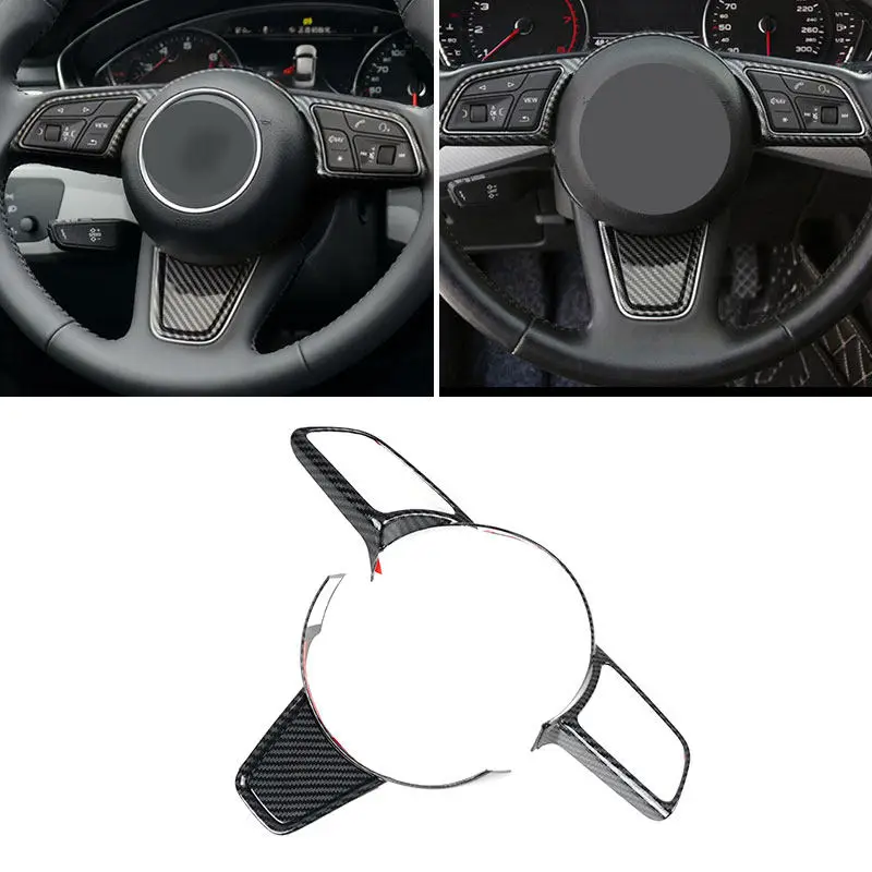 

Для Audi A3 8V A4 B9 A5 2017 2018 2019: накладка на кнопки рулевого колеса из АБС-пластика с текстурой карбона, аксессуар для интерьера автомобиля