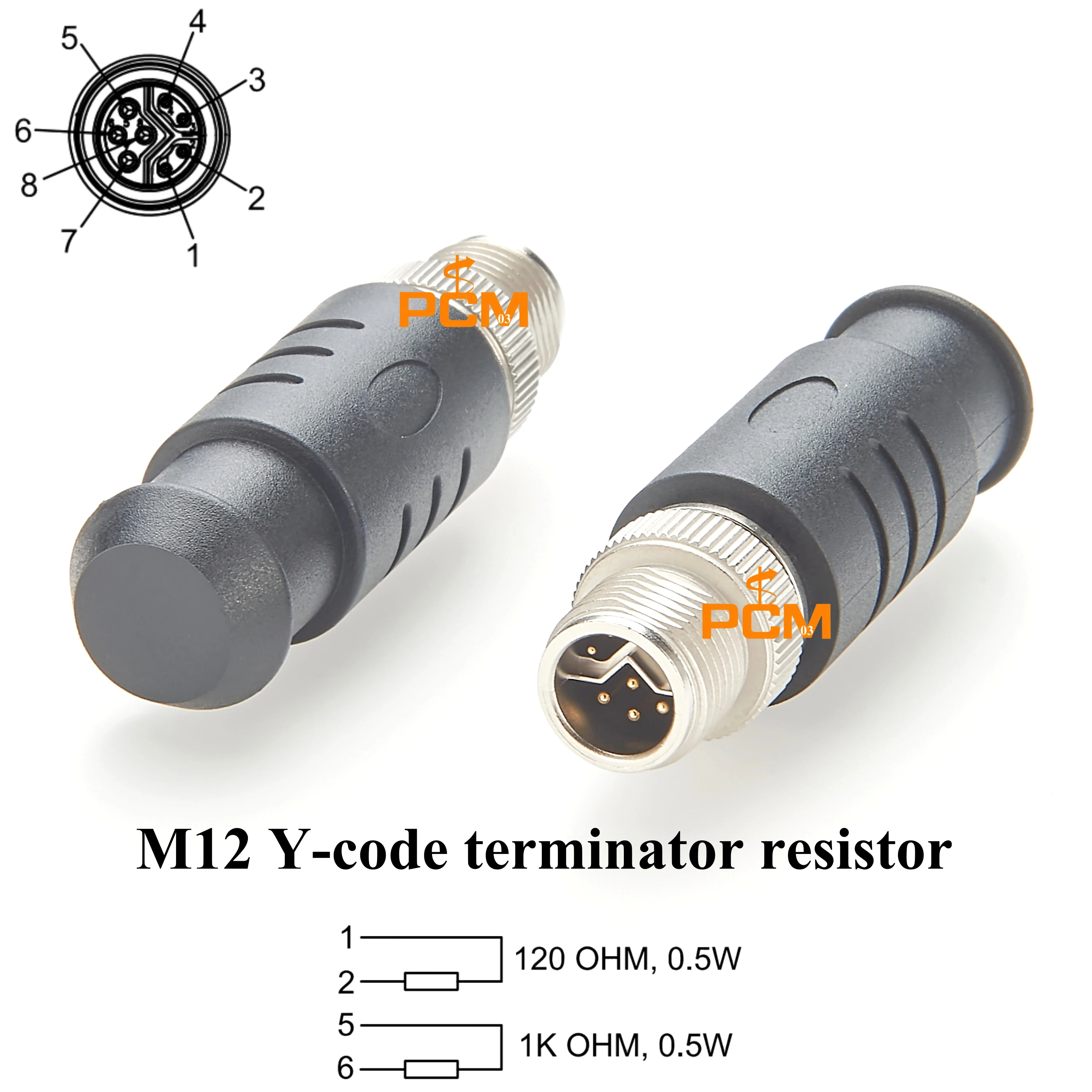 

CAT5e M12 Y Code Terminator Resistor 8 Pin Termination Plug Connector with 120 Ohm & 1K Ohm 100 Mbps Power Data Ethernet Camera