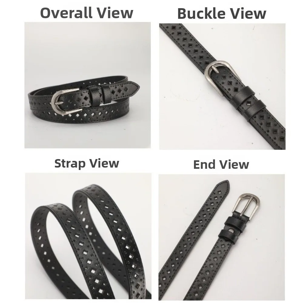 New PU Leather Women's Waist Belt Hollow Cutout Adjustable Slim Leather Belt Cutout Waist Belt Daily Outfits
