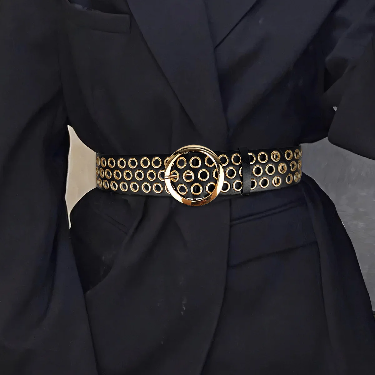 

Fashion Chic Harajuku Y2K PU Belt Metal Round Buckle Vintage Brown Accessories for Women Casual Chic Aesthetic