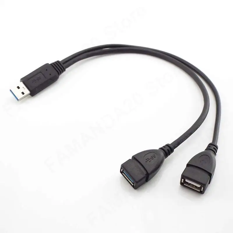 USB 3.0 Male to Dual USB Female Extra Power Data Y Extension Cable Line Wire connector Power Supply for Mobile Hard Drives m20