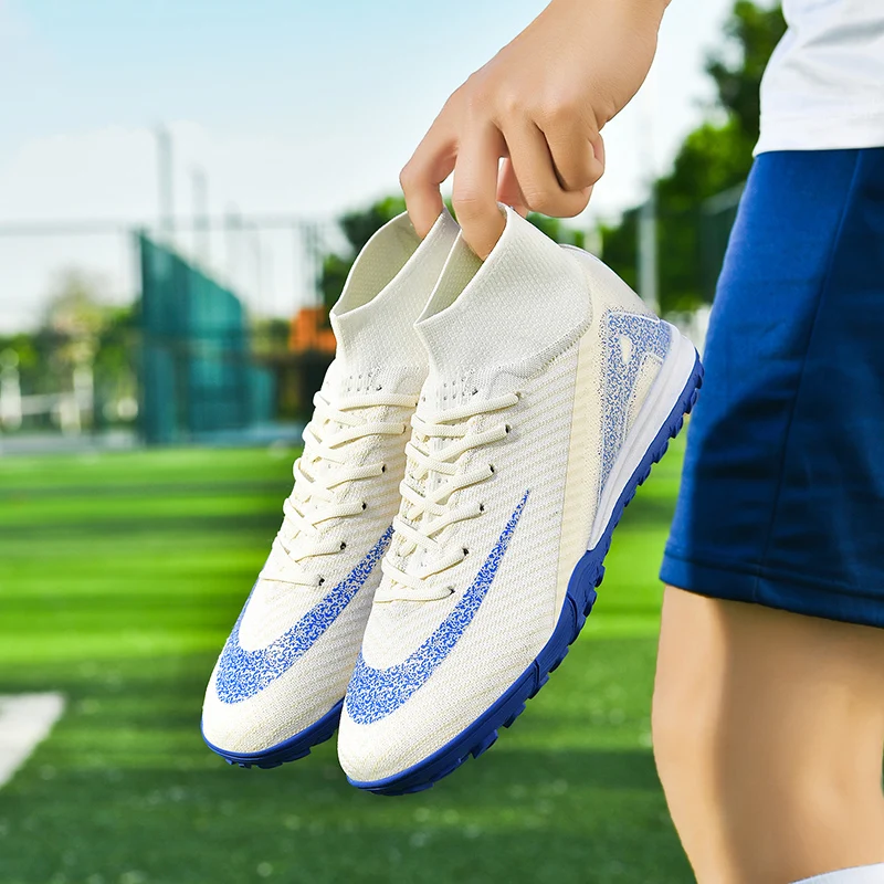 

New Men Soccer Shoes Cleats Boys Adult Training Sport Non Slip Football Boots Breathable Match Outdoor Long Spikes Comfortable
