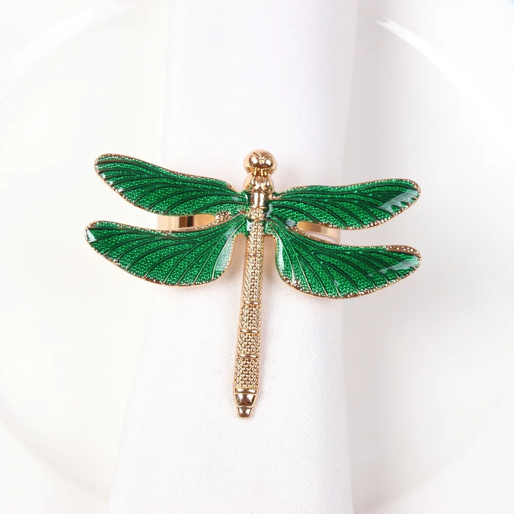 4pcs Dripping Dragonfly Napkin Button Napkin Ring Hotel Wedding Table Cloth Ring