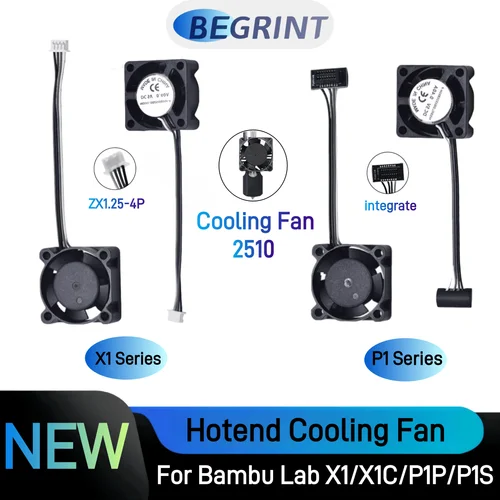 Imagen 1 del producto Ventilador 2510 para Bambu Lab X1/P1, ventilador de refrigeración Hotend con Cable, ventilador de refrigeración rápida para Bambu X1C P1S P1P, accesorios de impresora 3D