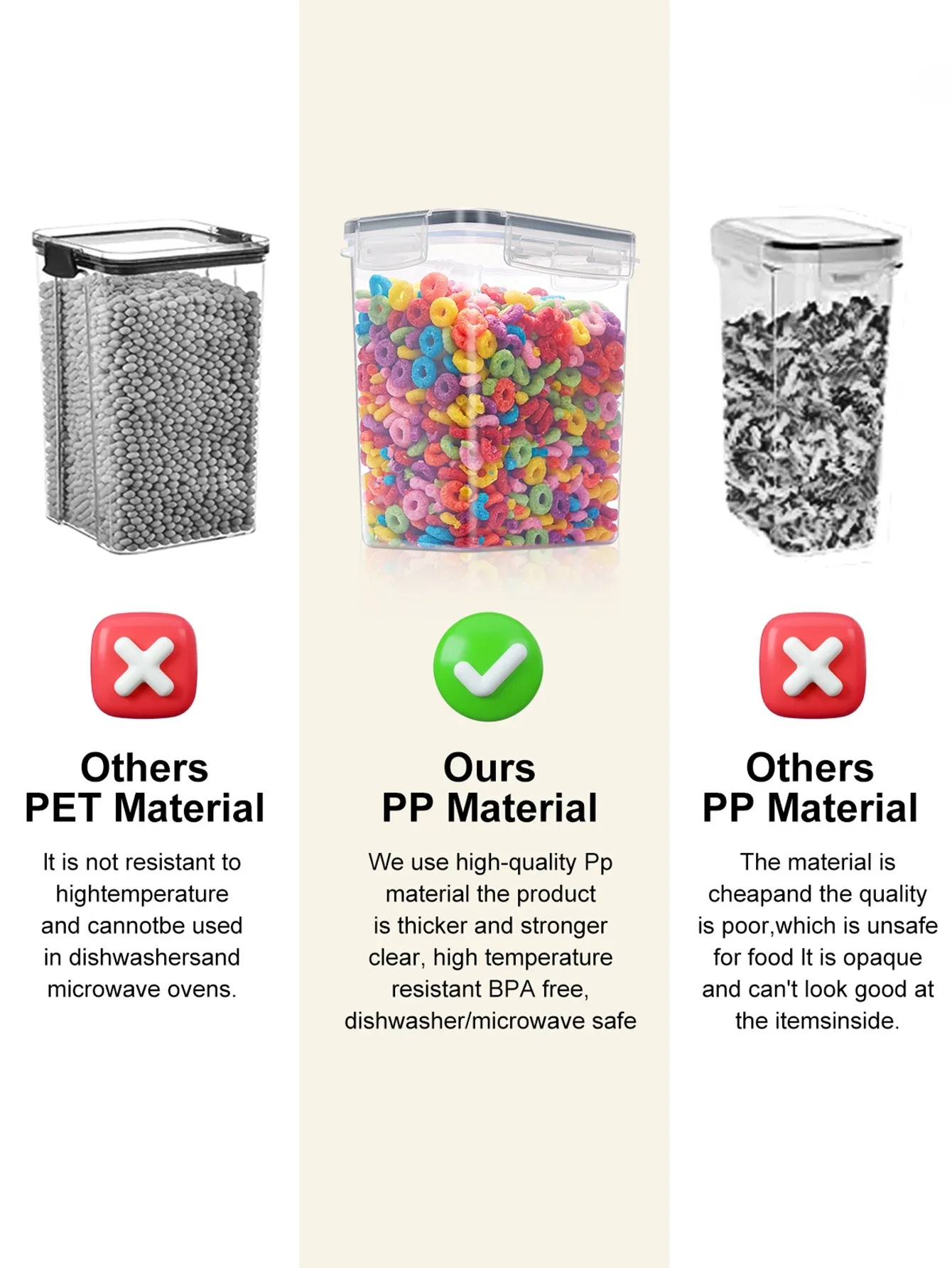 6개의 보관 및 정리함, 라벨이 부착된 밀폐 식품 보관 용기 및 조미료 용기 - 곡물, 밀가루, 소금 보관