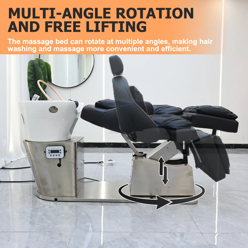 سرير تدليك لغسل الشعر، أثاث قابل للتعديل، كرسي شامبو مائل، سرير شامبو للتدليك الكهربائي المريح #6