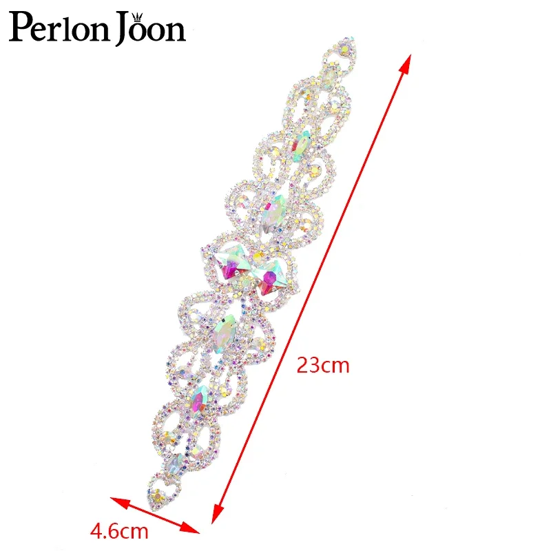 flower shape Silver AB Crystal Long Rhinestone Applique DIY Sew on Wedding Dresses Headbands Belts Decorative Accessories YHC039 image 6