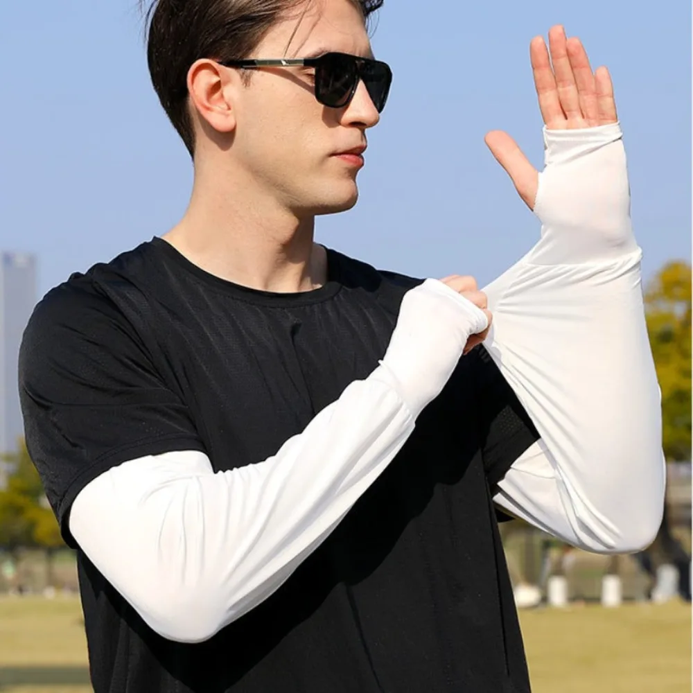 Breathable Ice Silk Ice Silk Sleeve Cool Thin Long Gloves Arm Sleeves Cover UV Protection Sunscreen Gloves Fitness