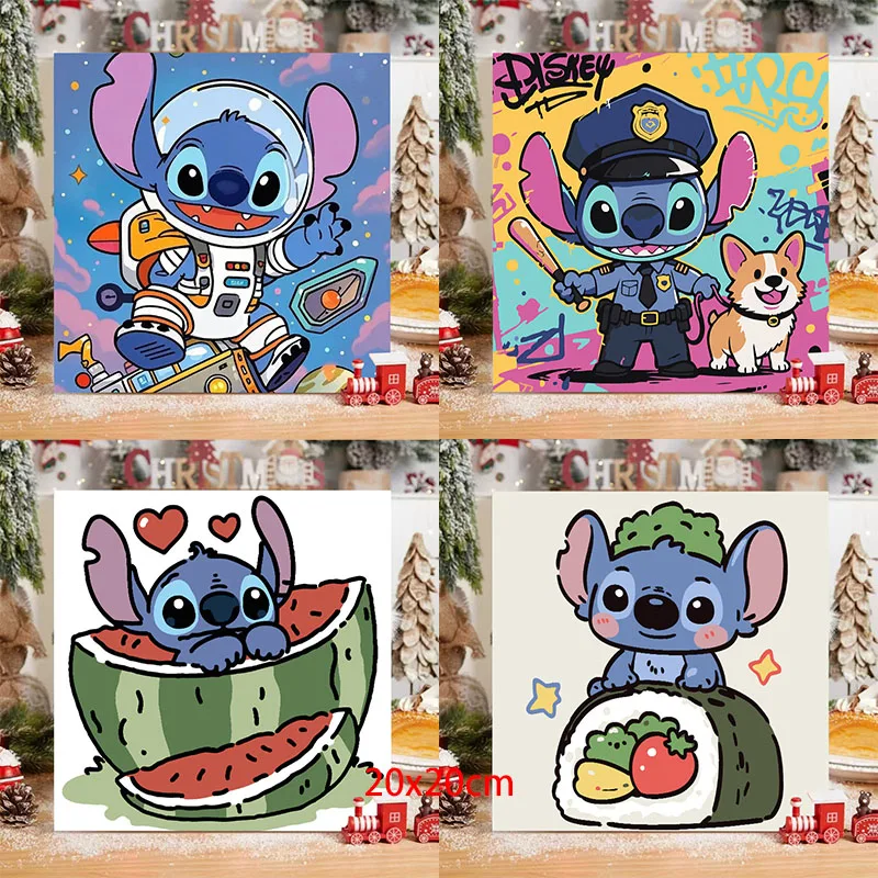

Disney Stitch Cartoon Digital Oil Painting Handmade DIY Coloring Acrylic Painting Couple Hand drawn Decorative Painting Gift