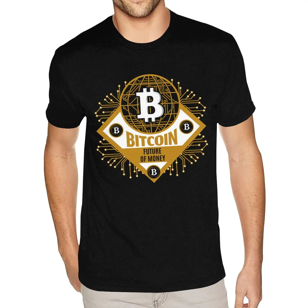 

Nice Future Of Money Bitcoin Cryptocurrency T Shirt Custom Short Sleeve Christmas's Man 3XL Black Tees Shirt